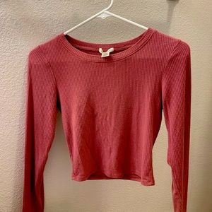 Pink Bozzolo cropped long sleeve shirt. Size small.